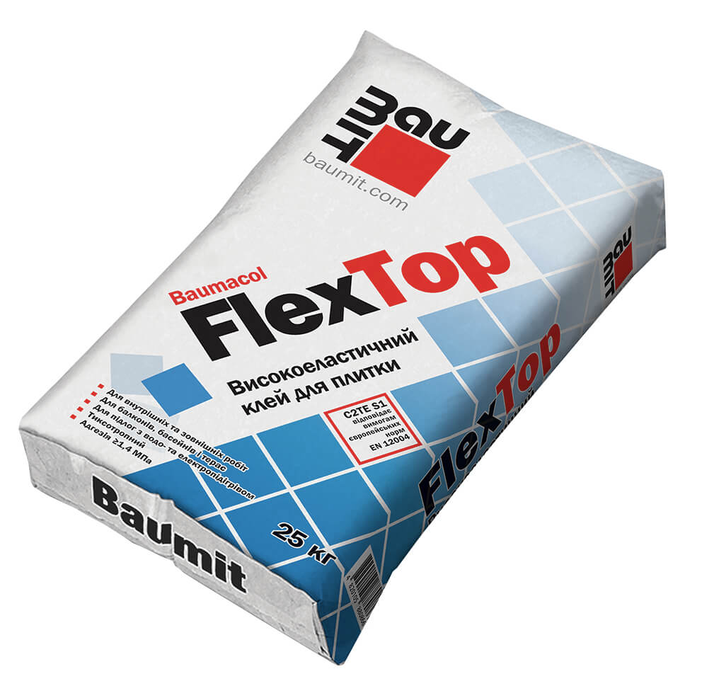 Високоеластична клейова суміш для облицювання Baumit FlexTop - Леодім Високоеластична клейова суміш для облицювання Baumit FlexTop