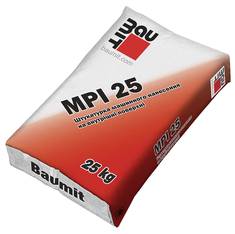 Штукатурна цементно-вапняна суміш Baumit MPI 25 для внутрішніх робіт - Леодім Штукатурна цементно-вапняна суміш Baumit MPI 25 для внутрішніх робіт
