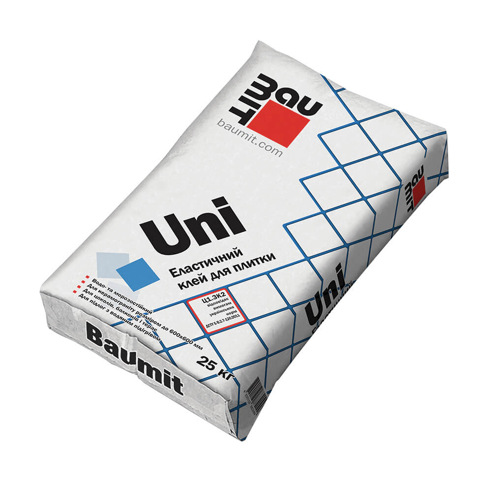 Клейова суміш для облицювання керамогранітними плитками Baumit Uni - Леодім Клейова суміш для облицювання керамогранітними плитками Baumit Uni